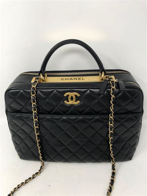 chanel trave bowling bag veau veill black|chanel bowling bag size.